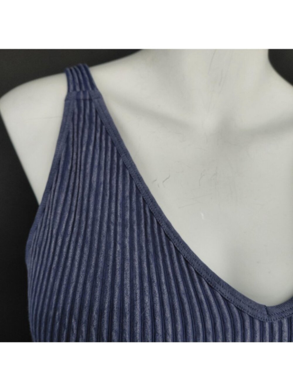 90 Degree Reflex Sports Bra Crop Top Womens Medium Blue Seamless Alamo Ribbed - Picture 3 of 10